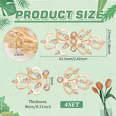 4 шт. застежки-застежки со стразами из цинкового сплава FIND-FG0003-45A-1