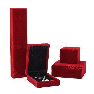 Red Jewelry Box Storage Presentation Bracelet Earrings Necklace Ring Velvet Case 