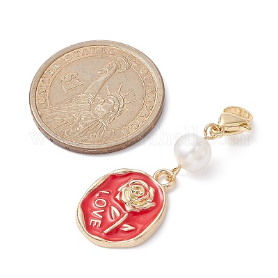 Подвески из сплава с эмалью ко Дню святого Валентина HJEW-JM01245-1