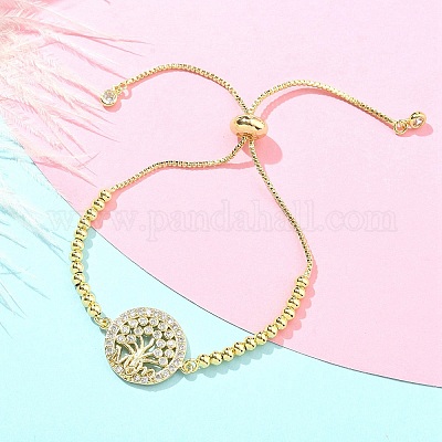 День матери латунные браслеты с микропаве из кубического циркония и серебра для женщин BJEW-S158-01G-B-1