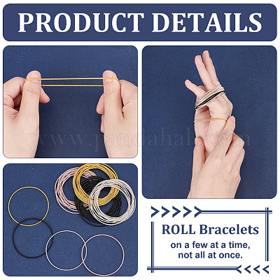 48шт. набор браслетов-змей из круглой стальной проволоки 4 цветов BJEW-BC0001-05-1