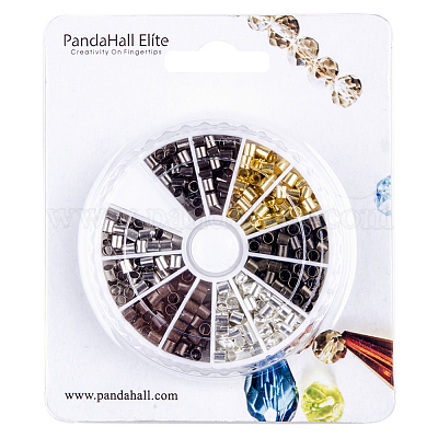 Колонка из латунной трубки обжимные бусины 6 цвет в 1 коробках для изготовления ювелирных изделий KK-PH0007-02-NR-1