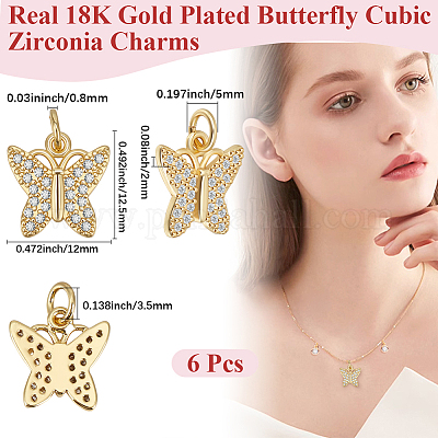 6шт латунные подвески из кубического циркония с микро-паве KK-BBC0016-80A-1