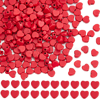 4 нити окрашенных синтетических бирюзовых бусин в форме сердца G-SC0002-61B-1