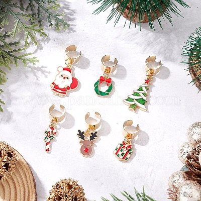 6 шт. Рождественский сплав эмалированный стетоскоп подвесные украшения HJEW-JM03708-1