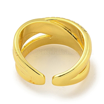 Стойка покрытие латунь микро паве кубический цирконий открытые манжеты кольца RJEW-I104-19G-1