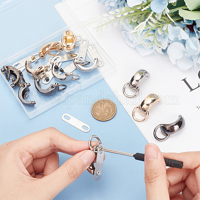 12 комплект двухцветных застежек для подвески сумок из цинкового сплава FIND-WR0008-44-1