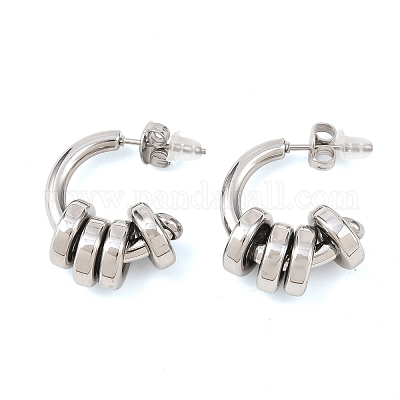 Серьги-гвоздики из нержавеющей стали 304 в форме буквы С EJEW-K268-78P-1