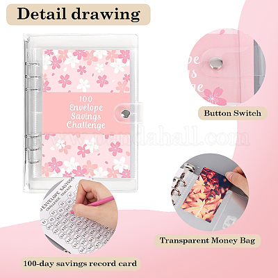 Папка-конверт из ПВХ A5 с 100 конвертами для сбережений AJEW-WH0471-112A-1