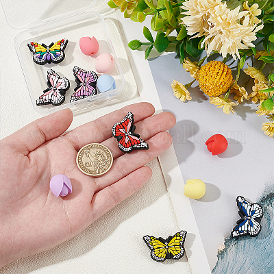 12 шт. 12 стиля силиконовый маркер для закрепления стежков в виде цветка и бабочки SIL-WR0001-02-1