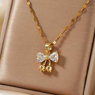 Латунные подвески-бантики с прозрачными кубическими цирконами RA0776-2-1