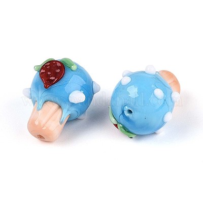 Бусины ручной работы в технике лэмпворк с неровностями LAMP-T022-06C-1