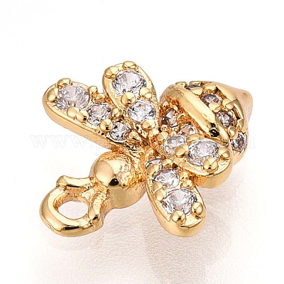 Латунные микропаве прозрачные подвески с фианитом KK-T075-19G-02-1