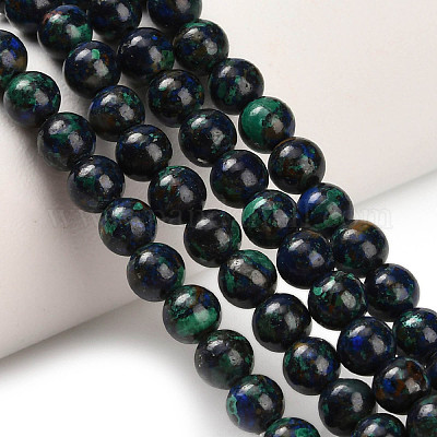 Натуральные нитки из бисера азурита G-Z110-C05-4mm-1