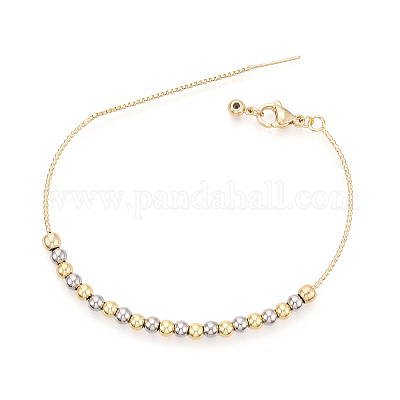 Регулируемые браслеты-слайдеры из латунных бусин для женщин BJEW-T022-17G-1