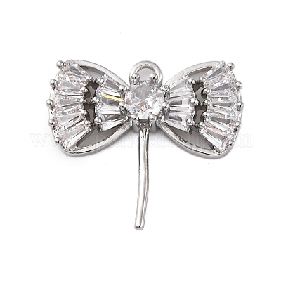 Латунные микро-паве прозрачные кубические цирконии европейские подвески-шармы KK-P289-07P-1