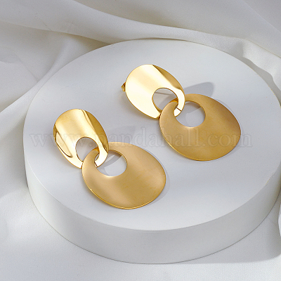 Элегантные овальные серьги-гвоздики из нержавеющей стали WF4501-1