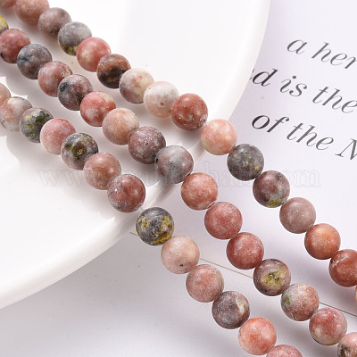 Круглые натуральные нити из бисера яшмы и кунжута G-S170-8mm-1