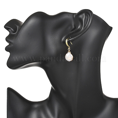 Серьги-подвески из натурального жемчуга кеши с гальваническим покрытием EJEW-JE06709-1