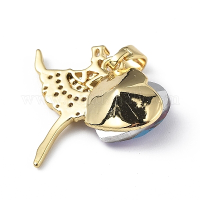 Настоящие 18-каратные позолоченные подвески из латуни с микропаве из прозрачного кубического циркония KK-C015-15G-11-1