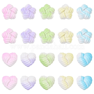 60 шт. 2 вида непрозрачных акриловых бусин с напылением&nbsp;OACR-YW0004-17-1