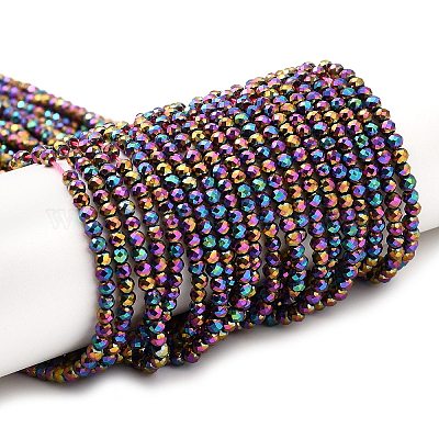 Стеклянные бусины с гальваническим покрытием  GLAA-H021-01B-FP13-1