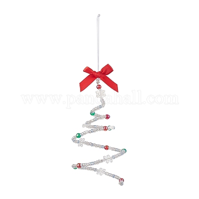 Подвеска из стеклянных бусин на рождественскую елку HJEW-JM04478-1