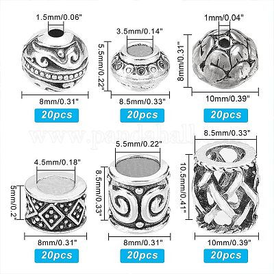 120шт 6 стильные бусины из сплава в тибетском стиле&nbsp;TIBE-NB0001-21-1