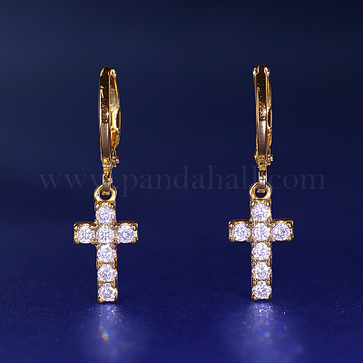 Модные серьги-кольца из латуни с крестом WA8660-1