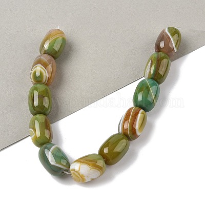 Нити бусин из натурального полосатого агата/полосатого агата (окрашенного и нагретого) G-H324-01B-1