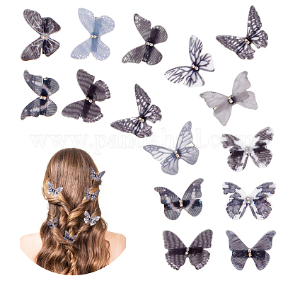 24шт 2пак тканевая заколка для волос бабочка из кожи аллигатора FIND-CP0002-49A-1