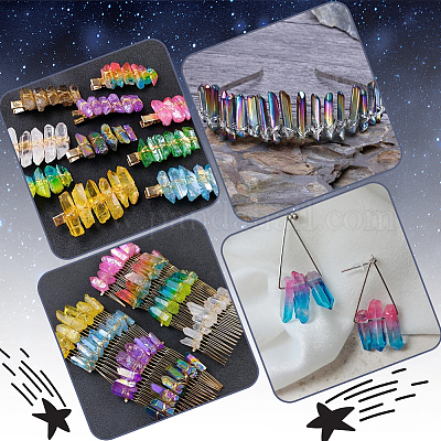 1 нить позолоченных бусин из натурального кварцевого кристалла G-OC0002-52C-1