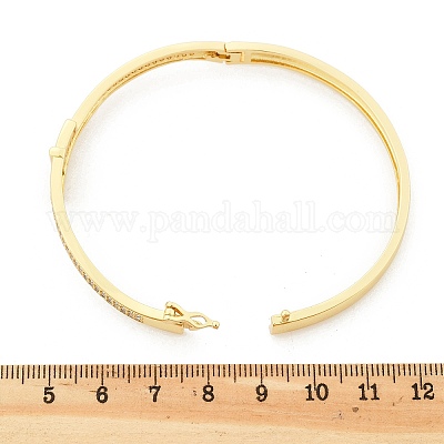 Женские браслеты на шарнирах из латуни с микропаве и прозрачным фианитом BJEW-K274-05G-1