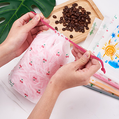 60 шт. 4 стильных пластиковых матовых мешочков с завязками ABAG-FW0001-03-1