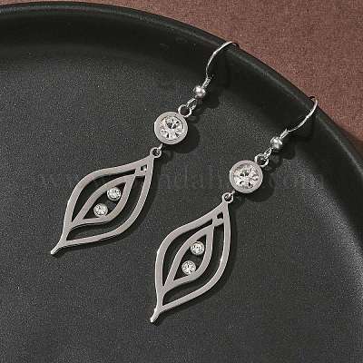 Серьги-подвески в форме листьев из нержавеющей стали 304 EJEW-Z129-13P-1