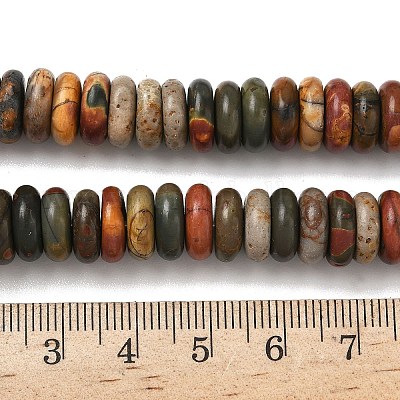 Нити бусин из натурального камня пикассо/полихромной яшмы G-B155-B02-4x10mm-1