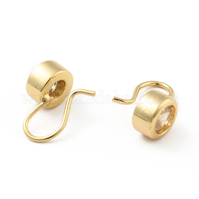 Прозрачные плоские круглые серьги с подвесками из кубического циркония EJEW-B013-18-1