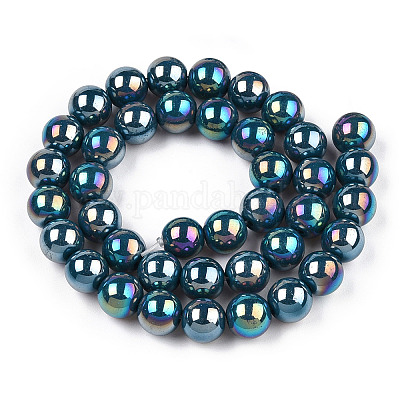 Гальванические непрозрачные стеклянные бусины GLAA-T032-P10mm-AB14-1