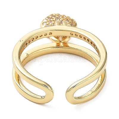 Открытые манжеты с подвесками в виде сердца с кубическим цирконием RJEW-M154-02G-1