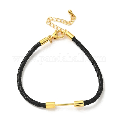 Изготовление браслета из плетеного круглого шнура из искусственной кожи толщиной 3 мм MAK-S075-01G-S-1