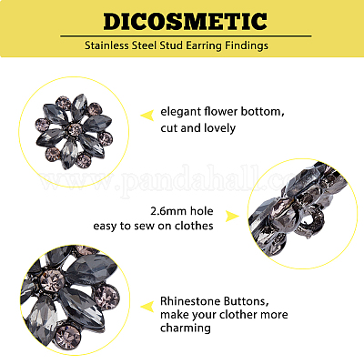 8 шт. пуговицы со стразами из сплава с 1 отверстиями BUTT-FH0001-002-1