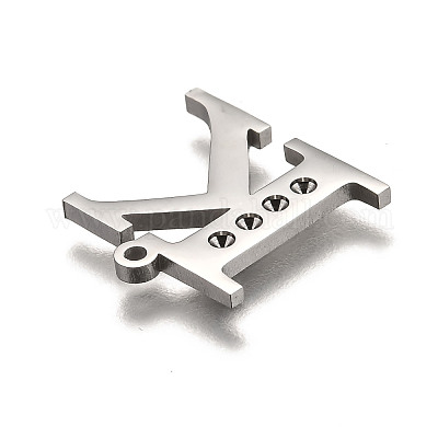 Подвеска в форме буквы из не тускнеющей нержавеющей стали 304 со стразами STAS-Y006-61P-K-1