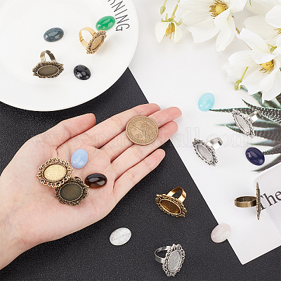 18шт набор для самостоятельного изготовления колец из натуральных драгоценных камней DIY-SC0015-34-1