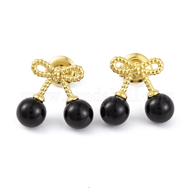 Ионное покрытие(ip) 304 нержавеющая сталь эмалированные серьги-гвоздики для женщин EJEW-A049-17G-02-1