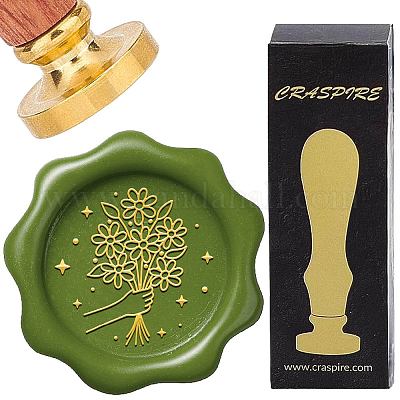 Латунная восковая печать с деревянной ручкой AJEW-WH0412-0277-1