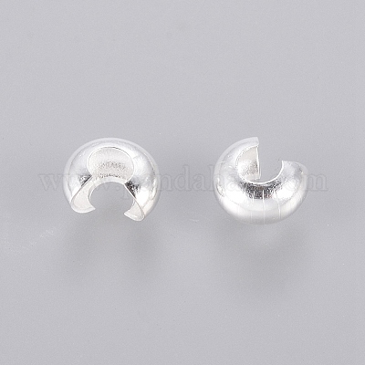 Wholesale Silver Color Plated Brass Crimp End Beads Covers for