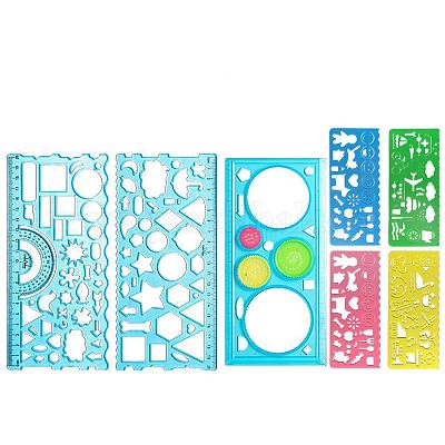 Set di righelli multifunzionali in plastica per disegno geometrico&nbsp;OFST-PW0005-01C-1