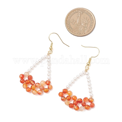 Серьги-подвески из натурального сердолика EJEW-TA00742-01-1