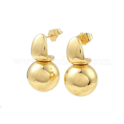 Круглые серьги-гвоздики из латуни EJEW-F389-21G-1