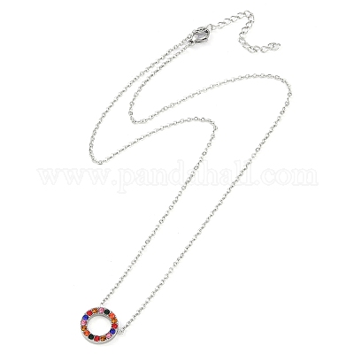 Кольцо из нержавеющей стали 304 с разноцветными стразами SJEW-C004-09P-02-1